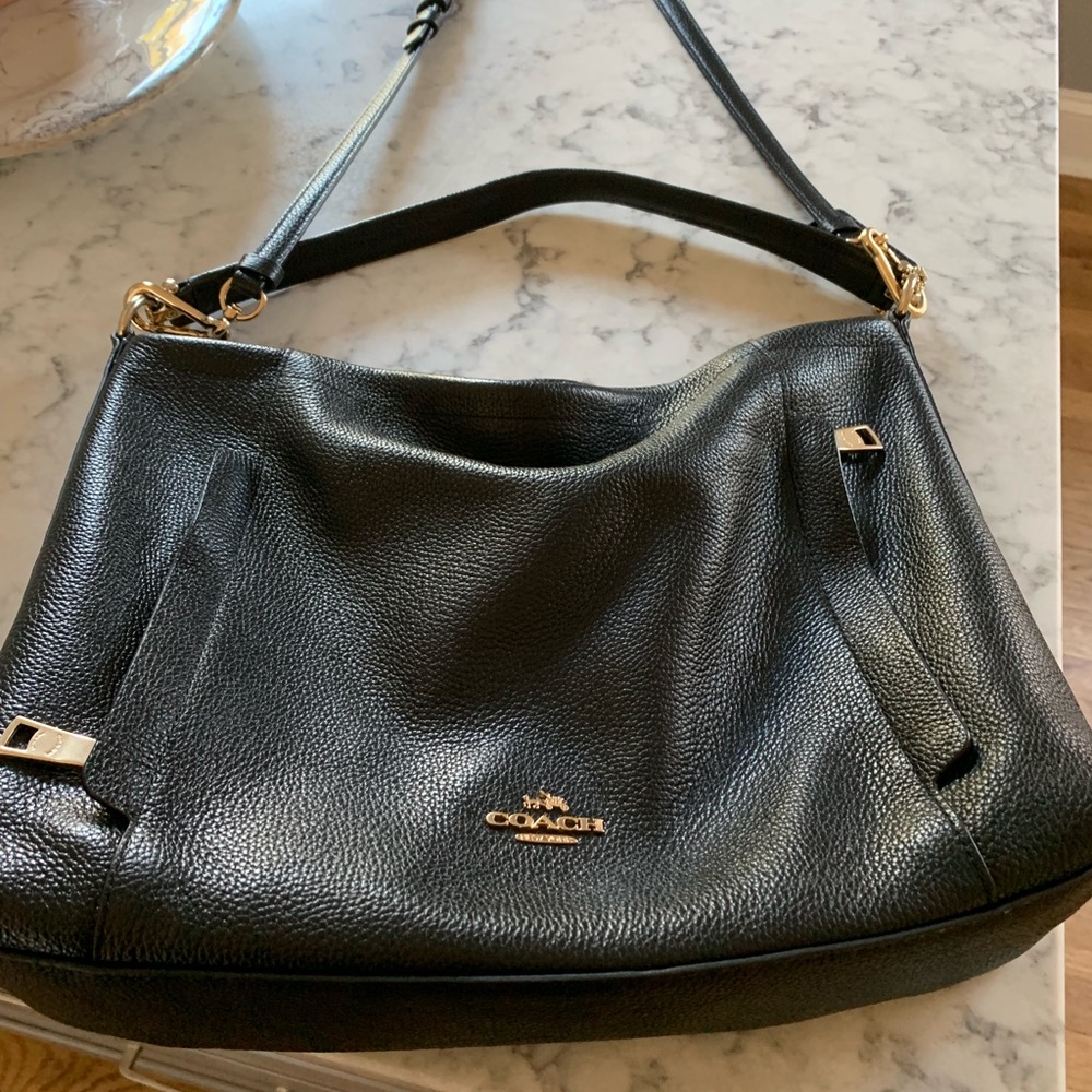 Coach black leather cross body